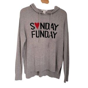 Rachel Zoe Hoodie‎ Womens Gray Sunday Funday Spellout Pullover Size M